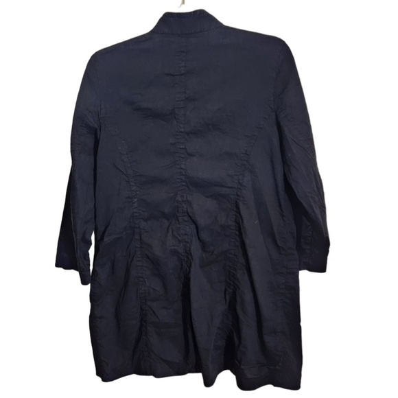 Eileen Fisher Long Line Open Black Linen Blend Unstructured Jacket Size S - Picture 2 of 7